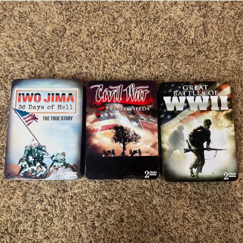 Military‎ History DVD Tin Lot Iwo Jima WWII Great Battles Civil War Battlefields